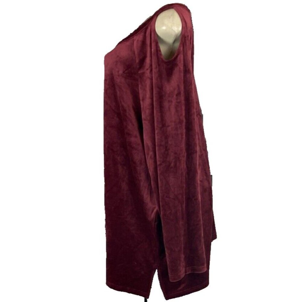 Woman Within +26/28 Maroon Velour KeyHole Neck Cold Shoulder Long Sleeve Top - Picture 5 of 6